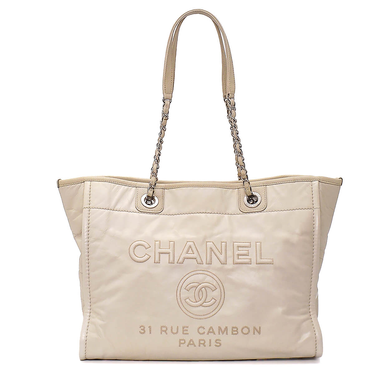 Chanel - White Leather Deauville Bag